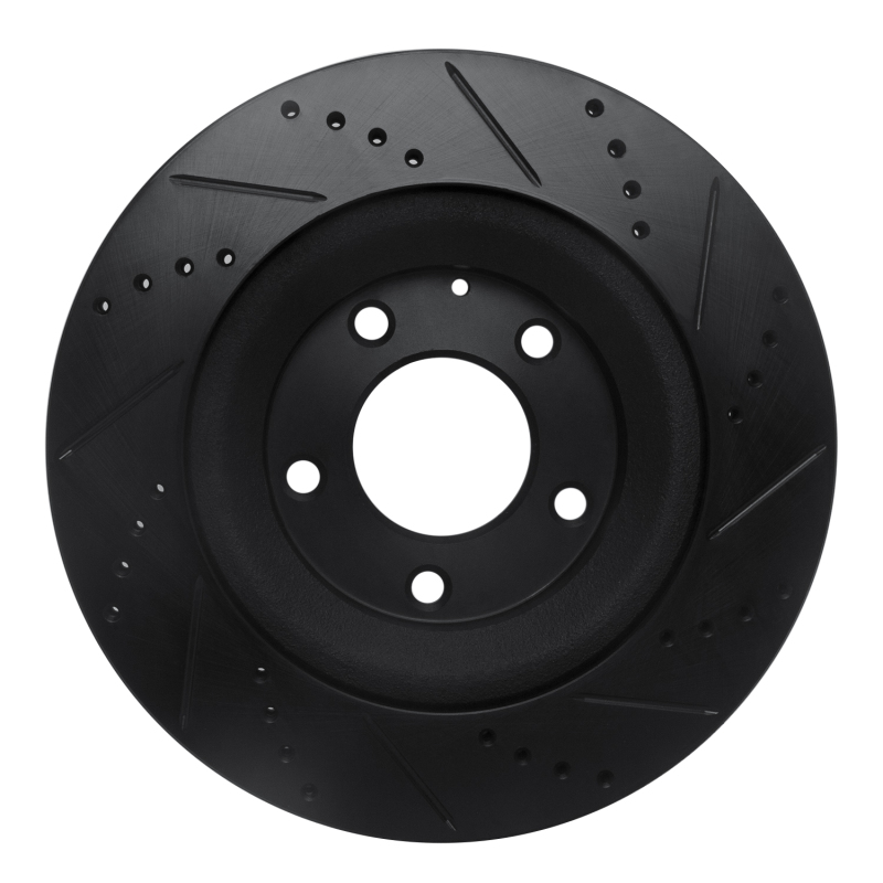 Mazda RX-8 Brake Rotor (1) - Rear Left - R1 Concepts - Drilled & Slotted - Black - `04-`11